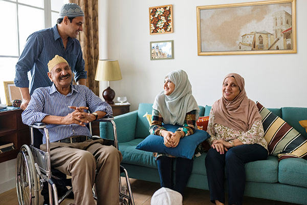 A muslim family relaxing at home